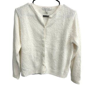 Northern Isles Womens White Button-Up Cardigan Sweater Sz PS